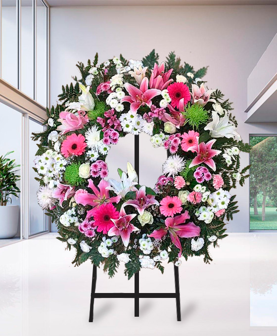 Corona de flores para tanatorio